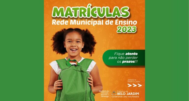 Prefeitura de Belo Jardim anuncia prazos para rematrículas e matrículas 2023 da rede municipal de ensino