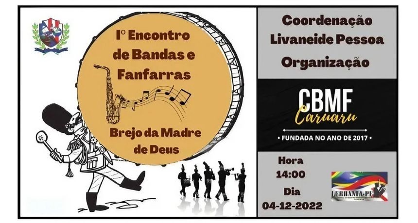 Brejo da Madre de Deus vivenciará o 1º Encontro de Bandas Marciais e de Fanfarras neste domingo dia 4