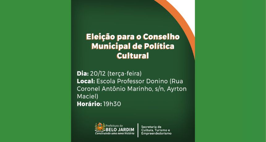 Cultura: Eleição para o Conselho Municipal de Política Cultural de Belo Jardim será realizada nesta terça-feira (20)