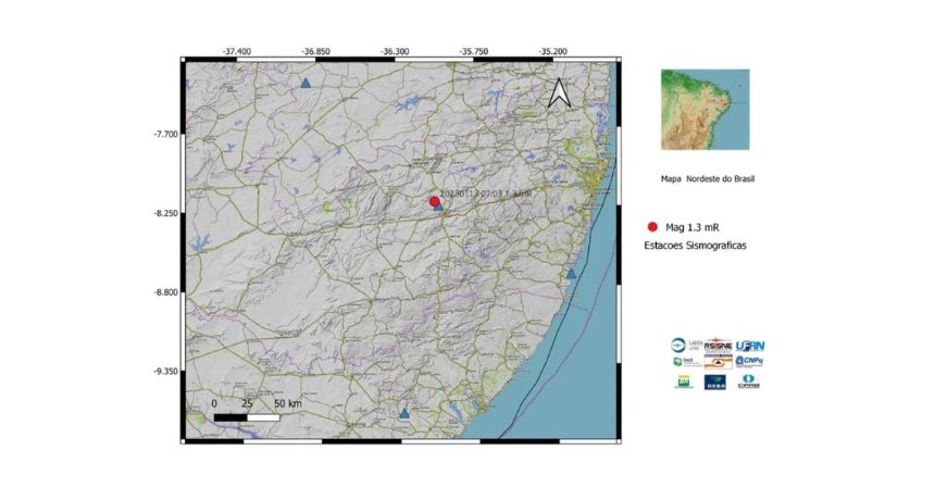 Tremor de terra de magnitude 1.3 é registrado em Caruaru