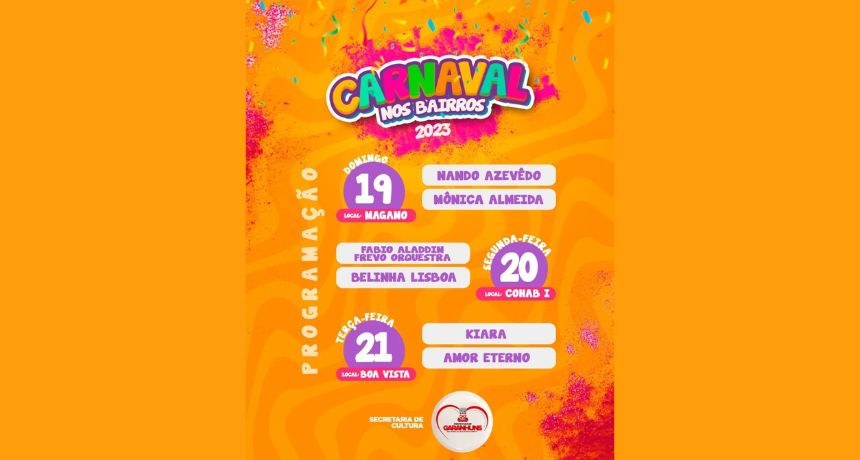 Garanhuns divulga programação do 'Carnaval nos Bairros' com atrações culturais