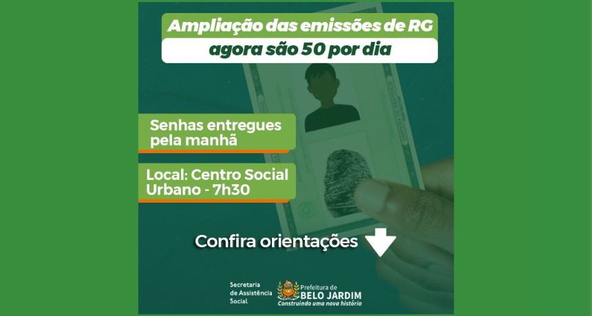 Prefeitura de Belo Jardim amplia número de emissões de RG