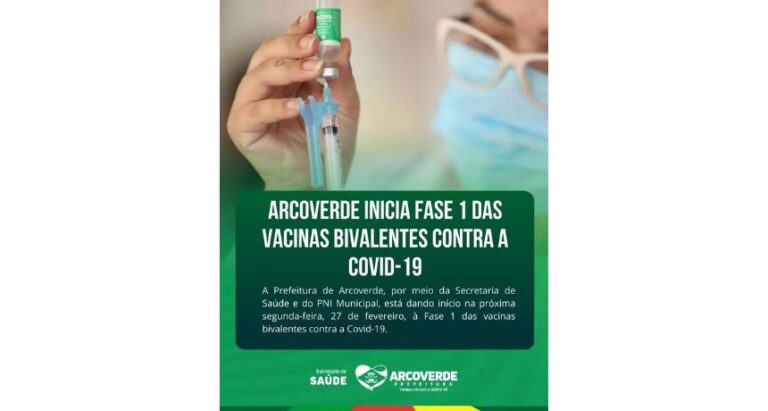 Arcoverde inicia imunização com vacinas bivalentes contra a Covid-19 na próxima segunda-feira (27)