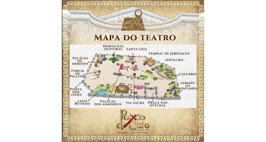 Mapa da Paixão de Cristo mostra localização dos palcos do teatro; confira