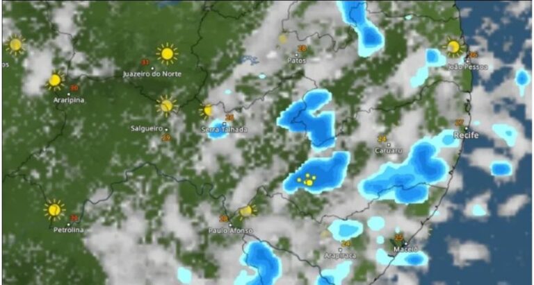 Previsão da Apac indica chuvas no interior de Pernambuco; saiba onde vai chover