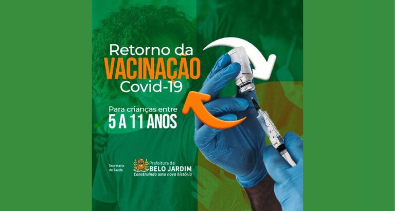 Belo Jardim retorna vacinação Covid-19 para crianças entre 5 a 11 anos