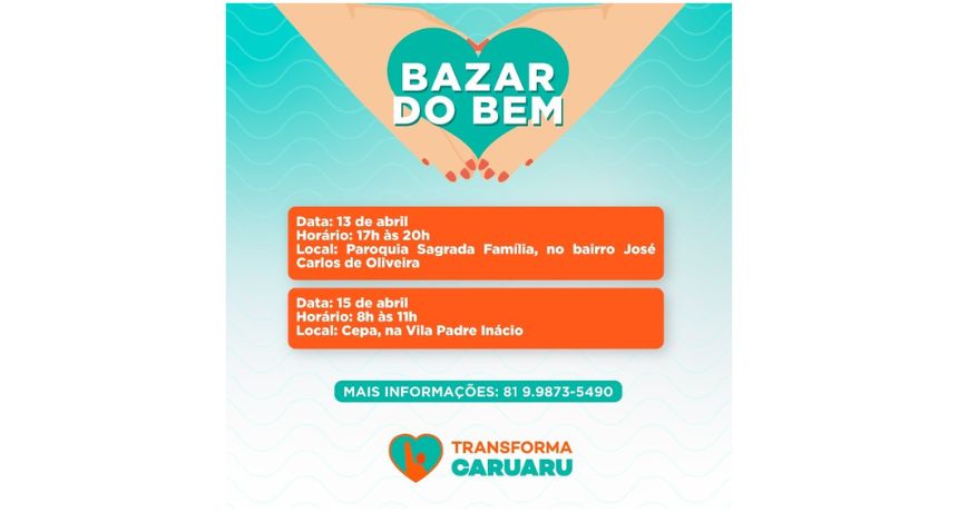 'Bazar do Bem': Transforma Caruaru realiza bazares para arrecadar recursos e reverter em doações de alimentos