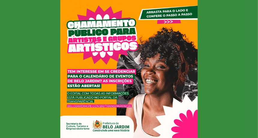 Aberto credenciamento para artistas e grupos artísticos participarem do calendário de eventos de Belo Jardim