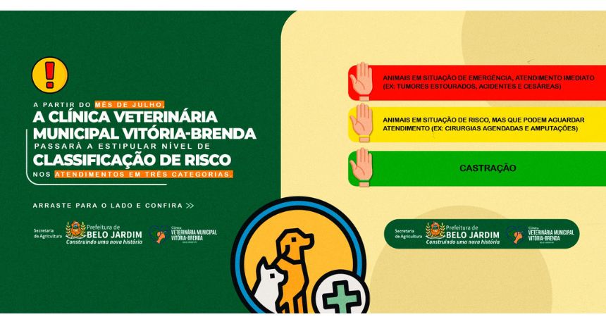 Clínica Veterinária Municipal de Belo Jardim passa a ter nível de classificação de risco a partir do mês de julho