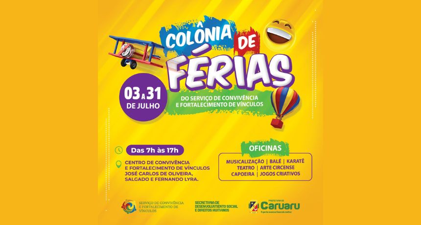 Prefeitura de Caruaru oferece Colônia de Férias gratuita; saiba como participar