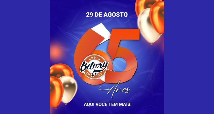 Rádio Bitury FM celebra 65 anos no ar nesta terça-feira (29)