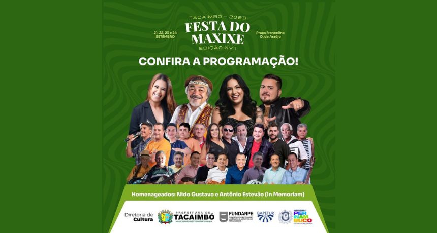 Confira a programação da 17ª Festa do Maxixe de Tacaimbó