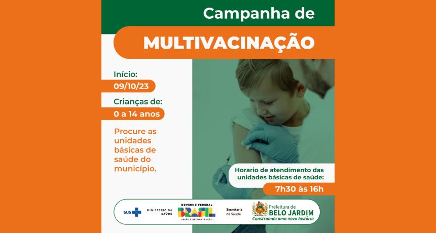 Prefeitura de Belo Jardim inicia, nesta segunda-feira (9), Campanha de Multivacinação para crianças e adolescentes