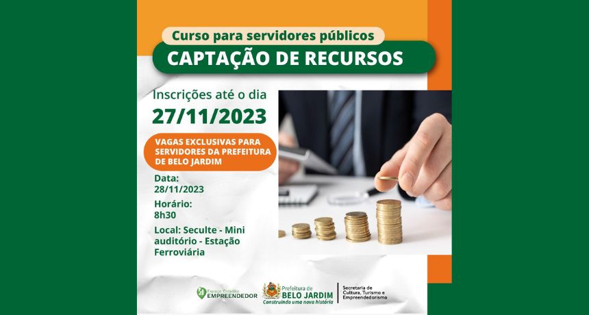 Prefeitura de Belo Jardim abre inscrições para curso de Captação de Recursos para servidores públicos