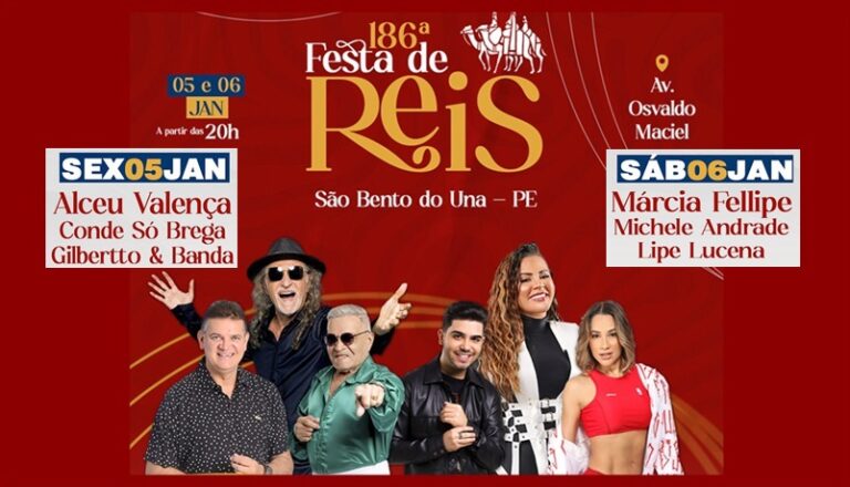 Festa de Reis 2024 em São Bento do Una: Alceu Valença, Conde, Marcia Fellipe e muito mais