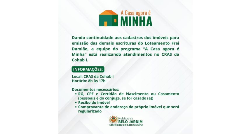 Prefeitura de Belo Jardim amplia Programa "A Casa Agora é Minha" para emissão de escrituras