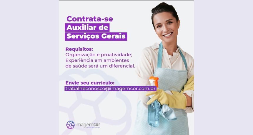 ImagemCor oferece vaga de emprego para Auxiliar de Serviços Gerais em Belo Jardim