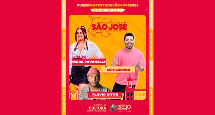 Prefeitura do Brejo divulga programação de shows da Tradicional Festa de São José