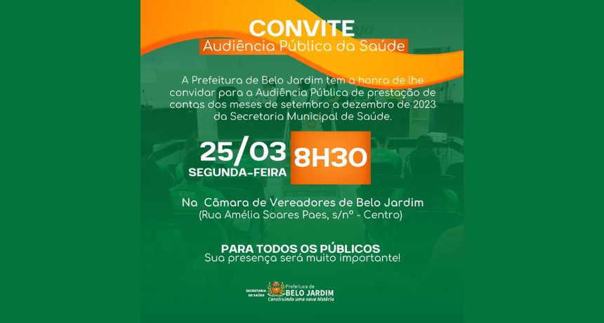 Prefeitura de Belo Jardim convoca população para Audiência Pública da Saúde