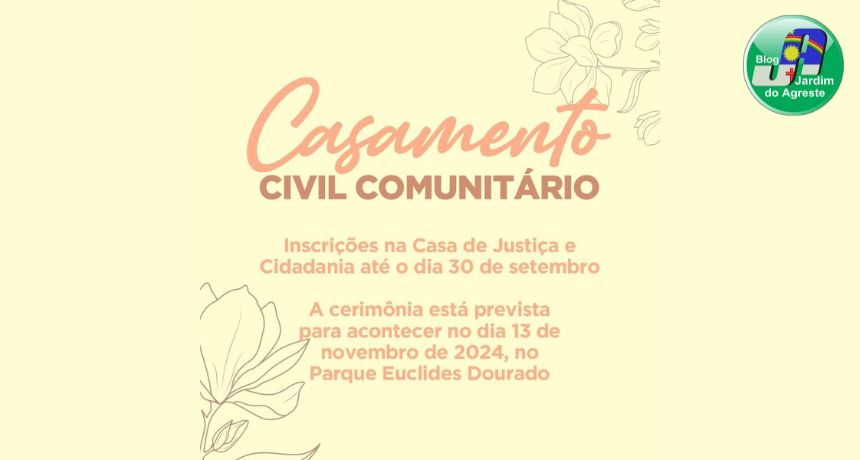 Inscrições abertas para Casamento Civil Comunitário em Garanhuns