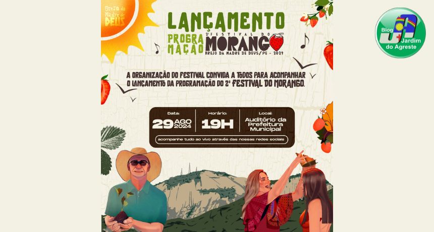 Divulgação das atrações e programação do 2º Festival do Morango será nesta quinta-feira (29) no auditório da prefeitura do Brejo