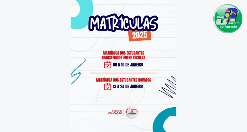 Secretaria de Educação de Garanhuns divulga calendário de matrículas 2025