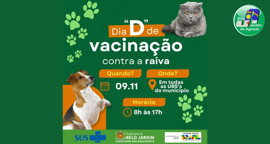 Dia "D" de vacinação contra raiva será realizado em Belo Jardim