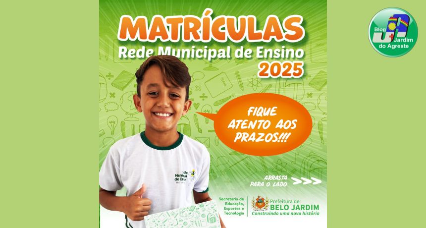 Prefeitura de Belo Jardim abre inscrições para matrículas da Rede Municipal de Ensino para o ano de 2025