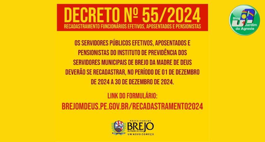 Brejo da Madre de Deus inicia recadastramento anual para servidores públicos