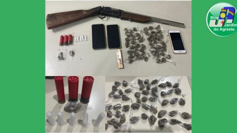 PM apreende arma de fogo e drogas após tentativa de homicídio em Sanharó