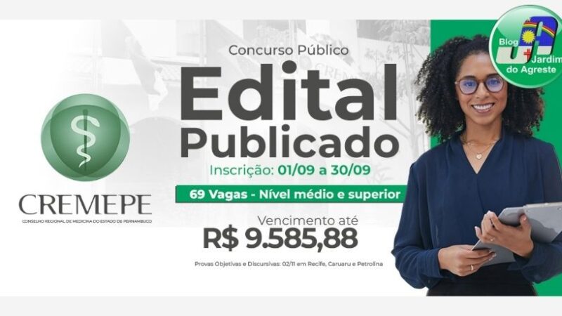 CREMEPE abre concurso público com salários de até R$ 9,5 mil em Pernambuco