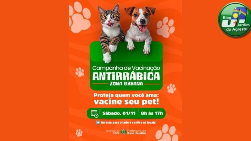 Dia D da Vacinação Antirrábica acontece neste sábado (1º) em Belo Jardim