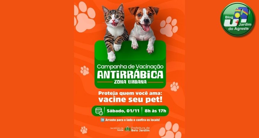 Dia D da Vacinação Antirrábica acontece neste sábado (1º) em Belo Jardim
