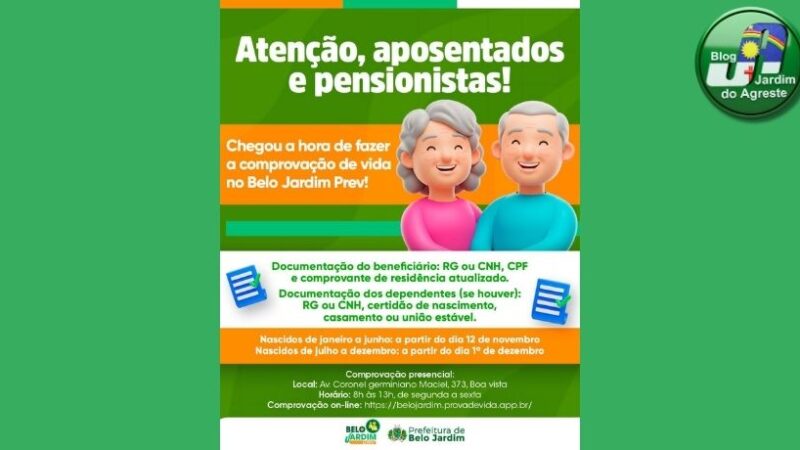 Belo Jardim Prev convoca aposentados e pensionistas para realizar comprovação de vida