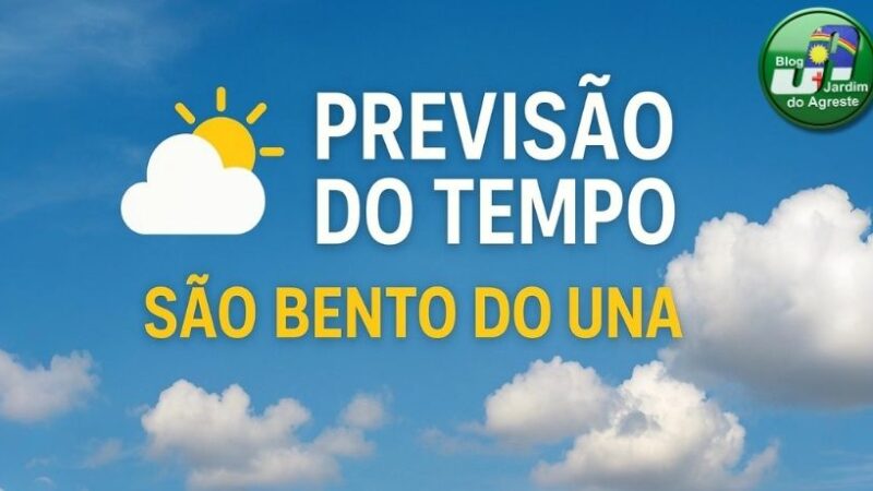 Previsão do tempo para São Bento do Una – fim de semana (sábado 15 e domingo 16 de novembro)