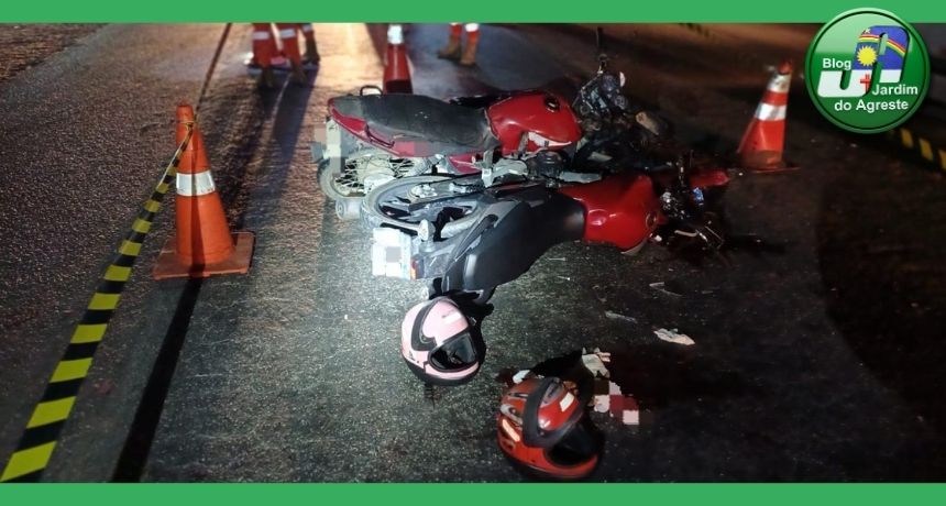 Colisão frontal entre motocicletas deixa um morto e um ferido na BR-232, em Belo Jardim