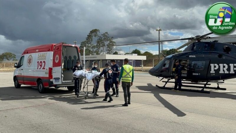 Paciente com AVC hemorrágico é transportado de helicóptero entre Garanhuns e Recife